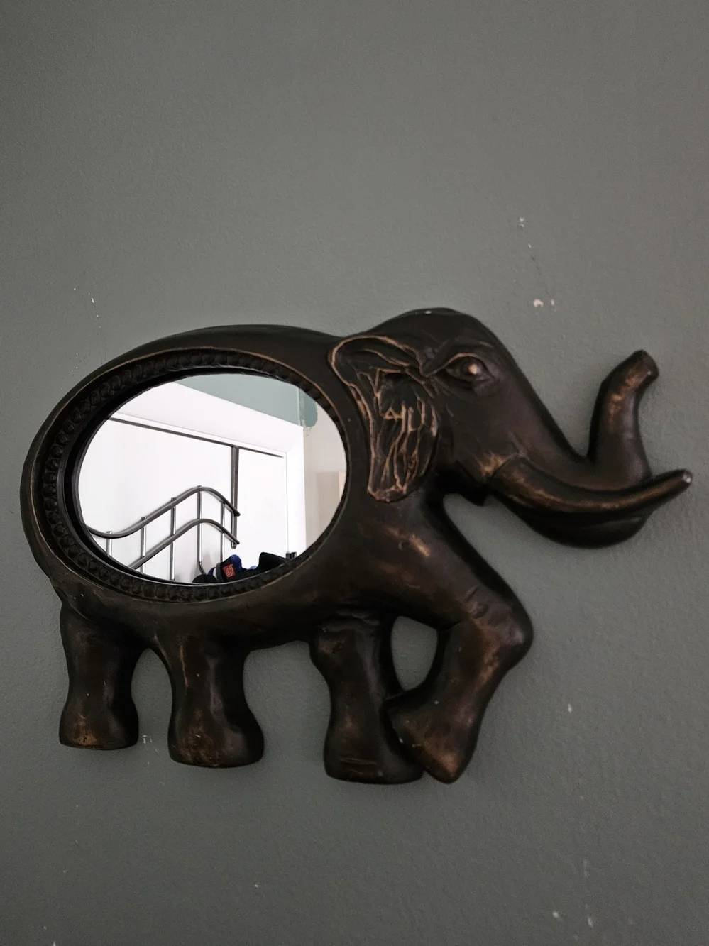 Elephant Wall Mirror Decorative Accent in Dark Bronze